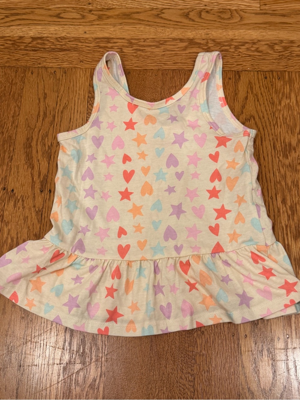 Cat & Jack Girls' toddler Sleeveless Peplum Tank Top Pastel Hearts & Stars Sz 3T